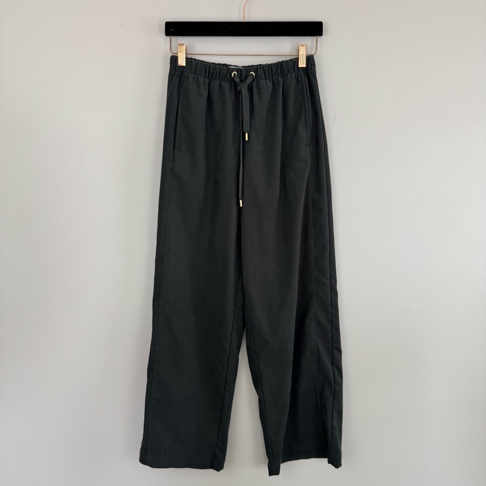 Zara Wide Leg Pull On Elastic Pants Size Small Gray